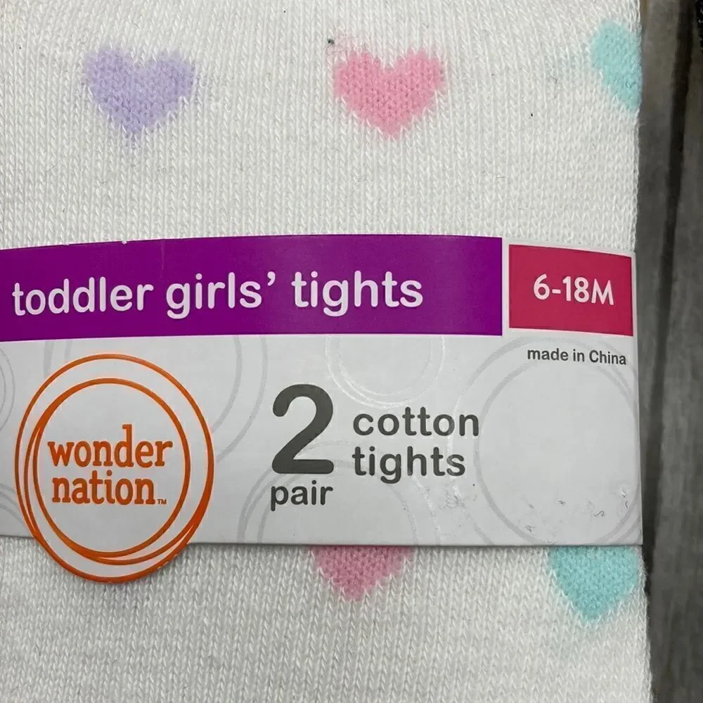 Toddler Girl’s Cotton Footed Tights 2, 2-Packs Size 6-18M